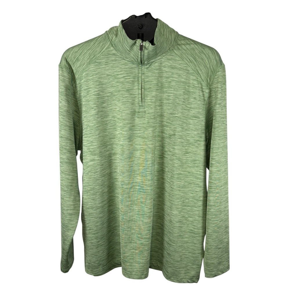Jos A Bank Traveler Mens Large Green Space Dye Tailored Fit Quarter Zip Pullover